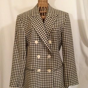 Georges Marciano 90s wool double breasted houndstooth jacket.